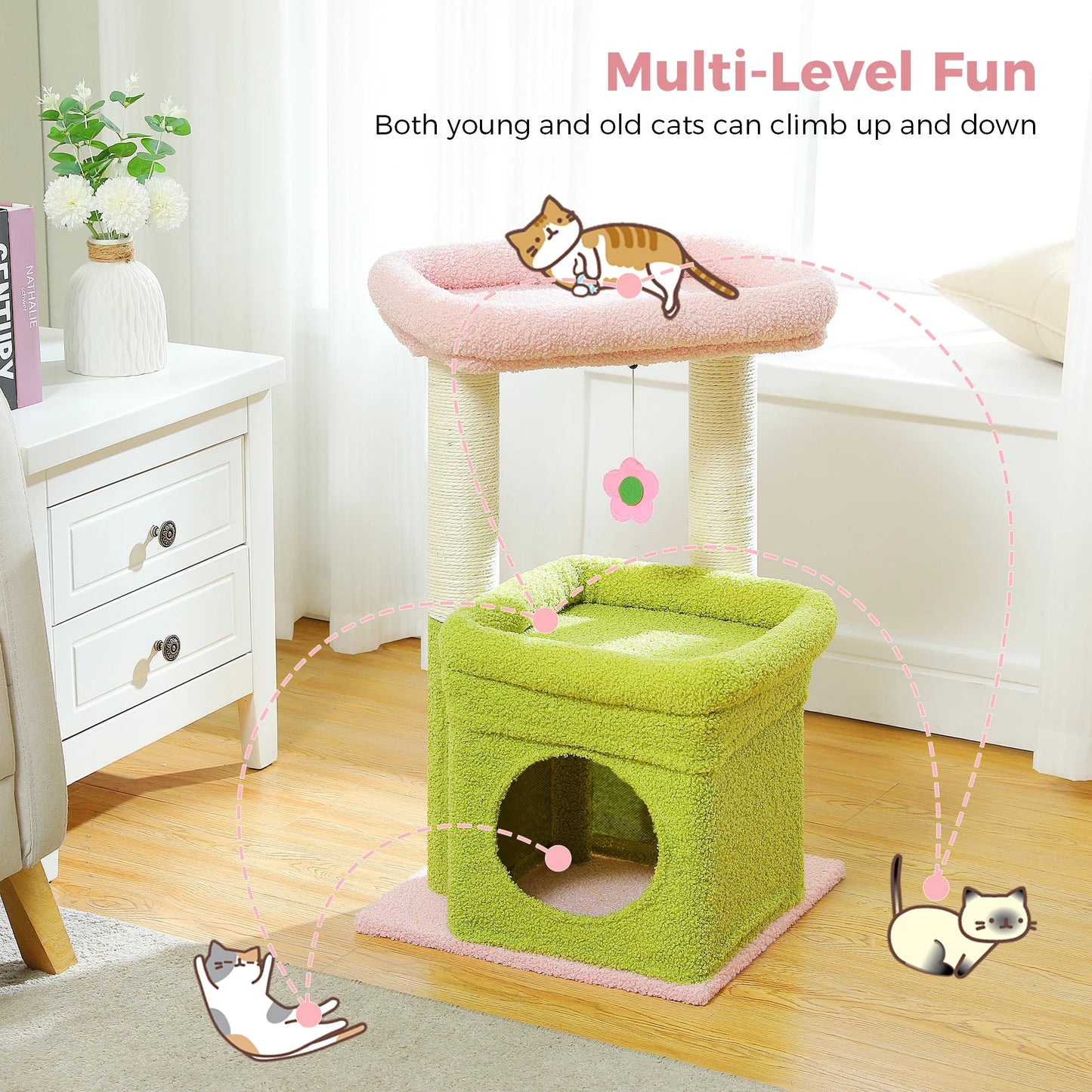 68cm Cat Tree Condo with Scratching Post