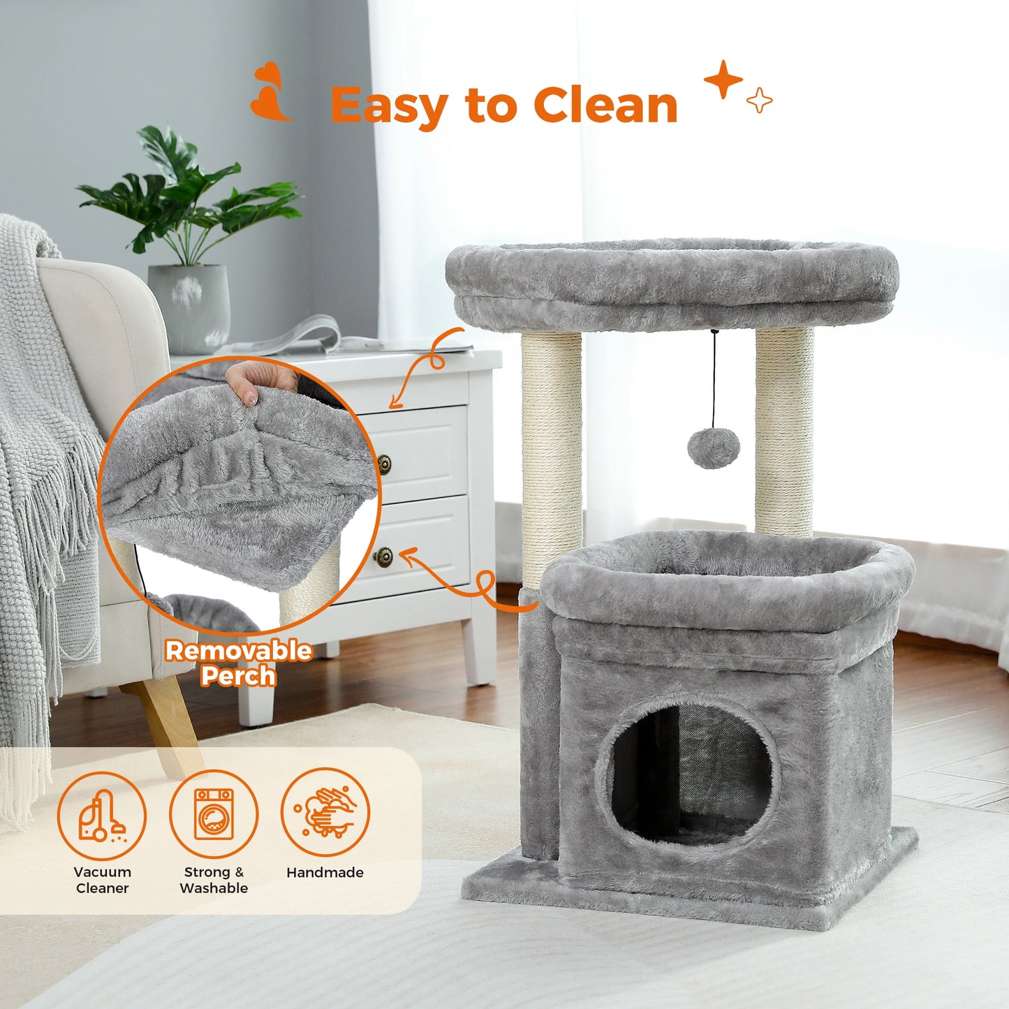 68cm Cat Tree Condo with Scratching Post