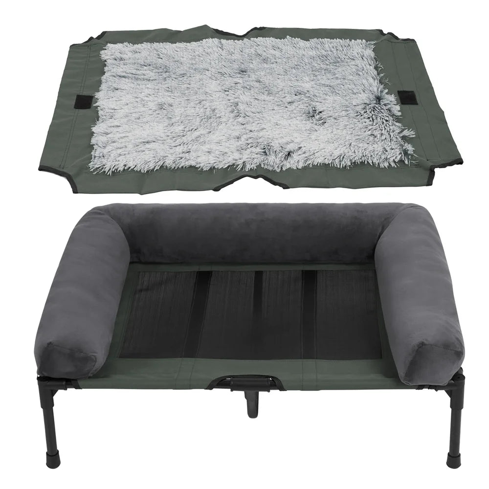 Outdoor Raised Dog Bed with Cooling Breathable Mat