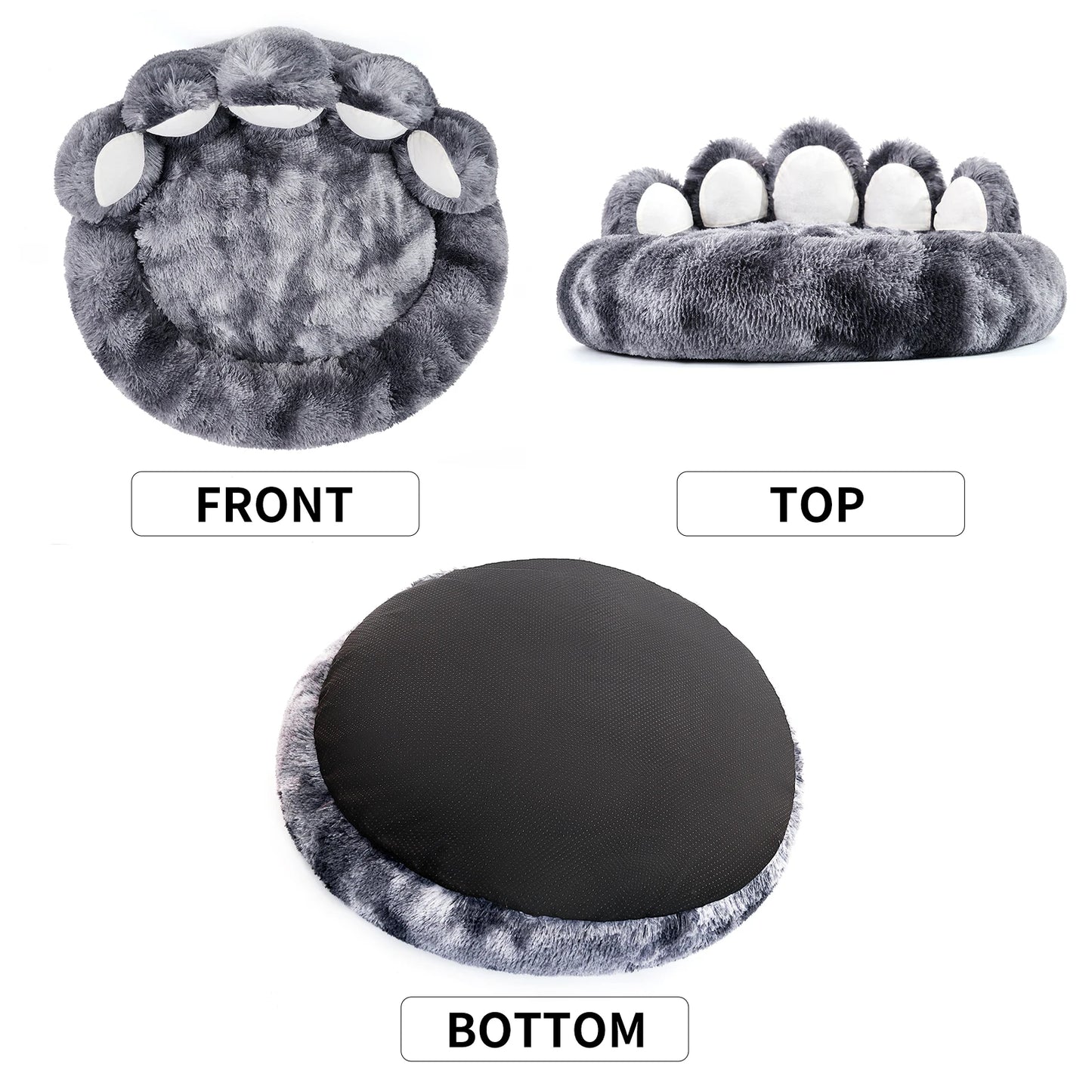 Paw Shape Pet Bed Cozy Dog Cushion Dark Grey