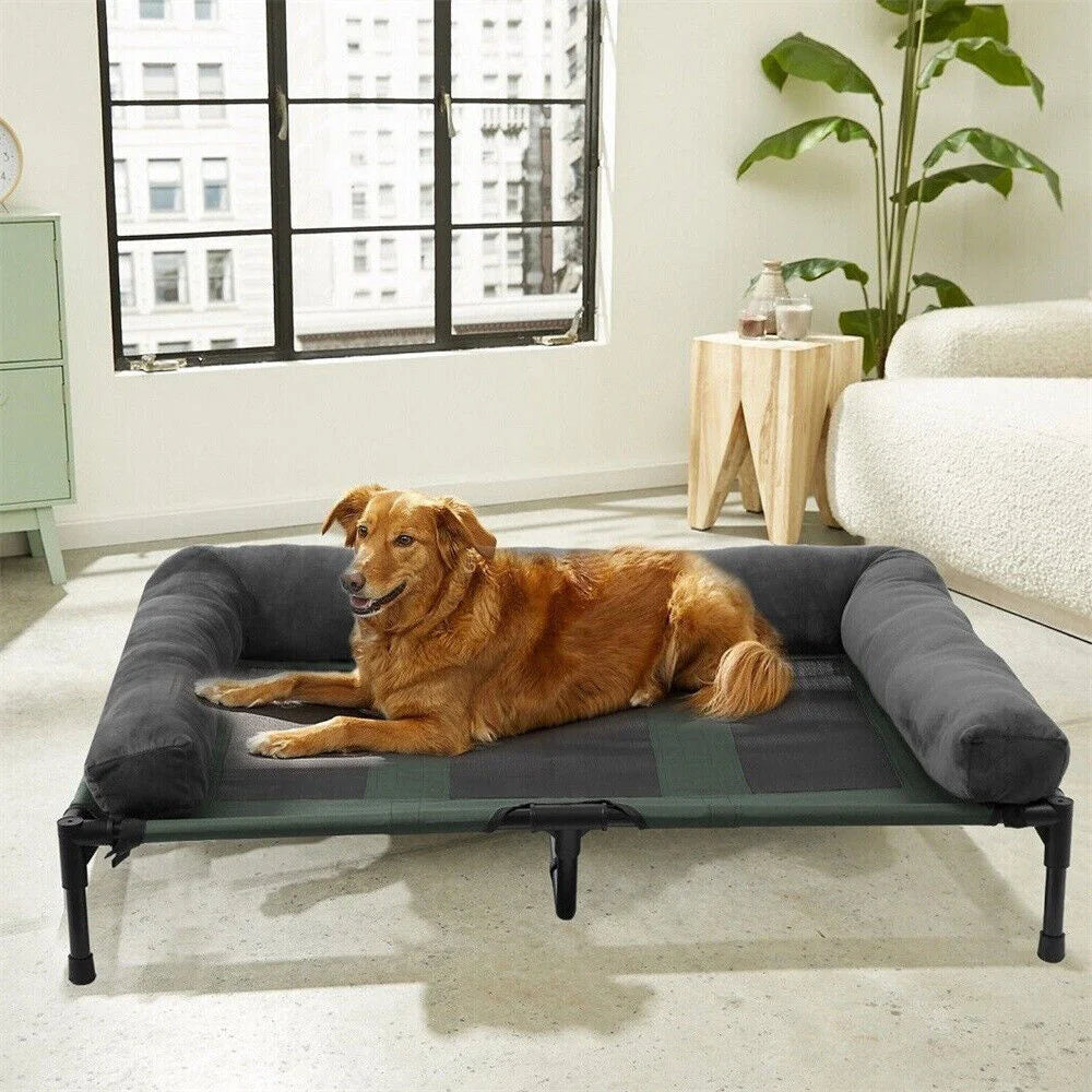 Outdoor Raised Dog Bed with Cooling Breathable Mat