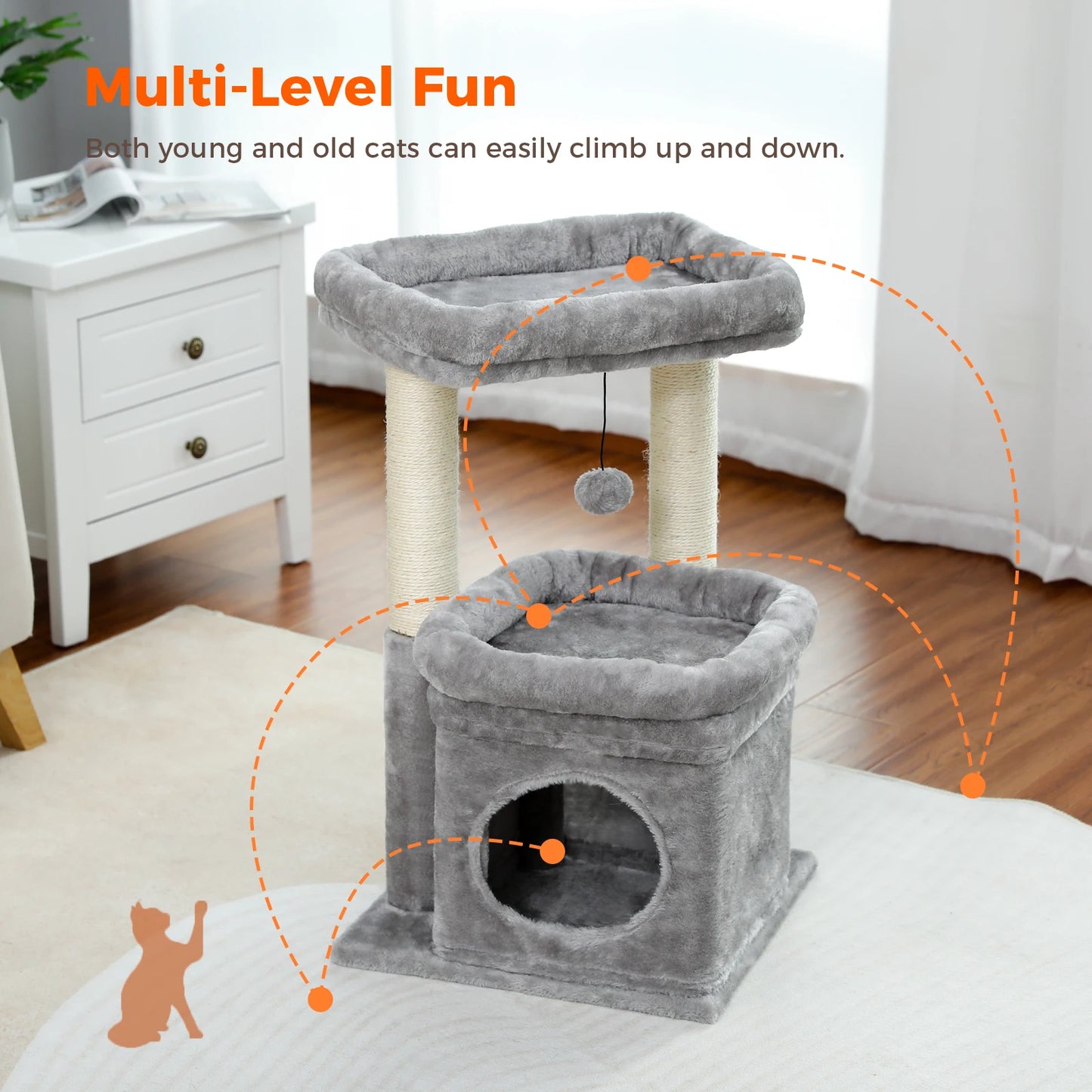 68cm Cat Tree Condo with Scratching Post