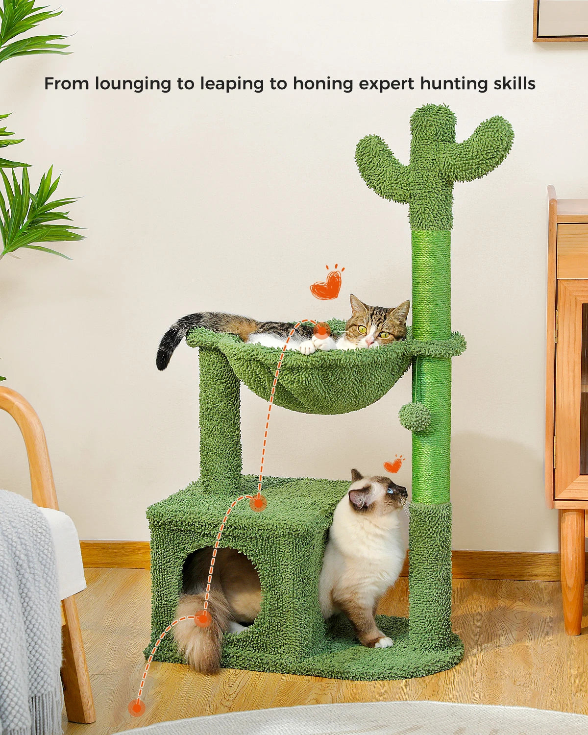 Cactus Cat Tree Condo Scratching Post with Big Metal Frame