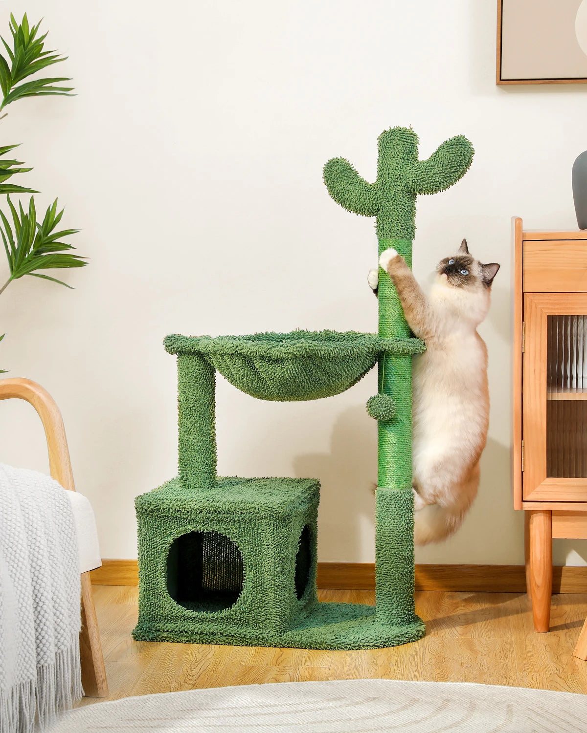 Cactus Cat Tree Condo Scratching Post with Big Metal Frame