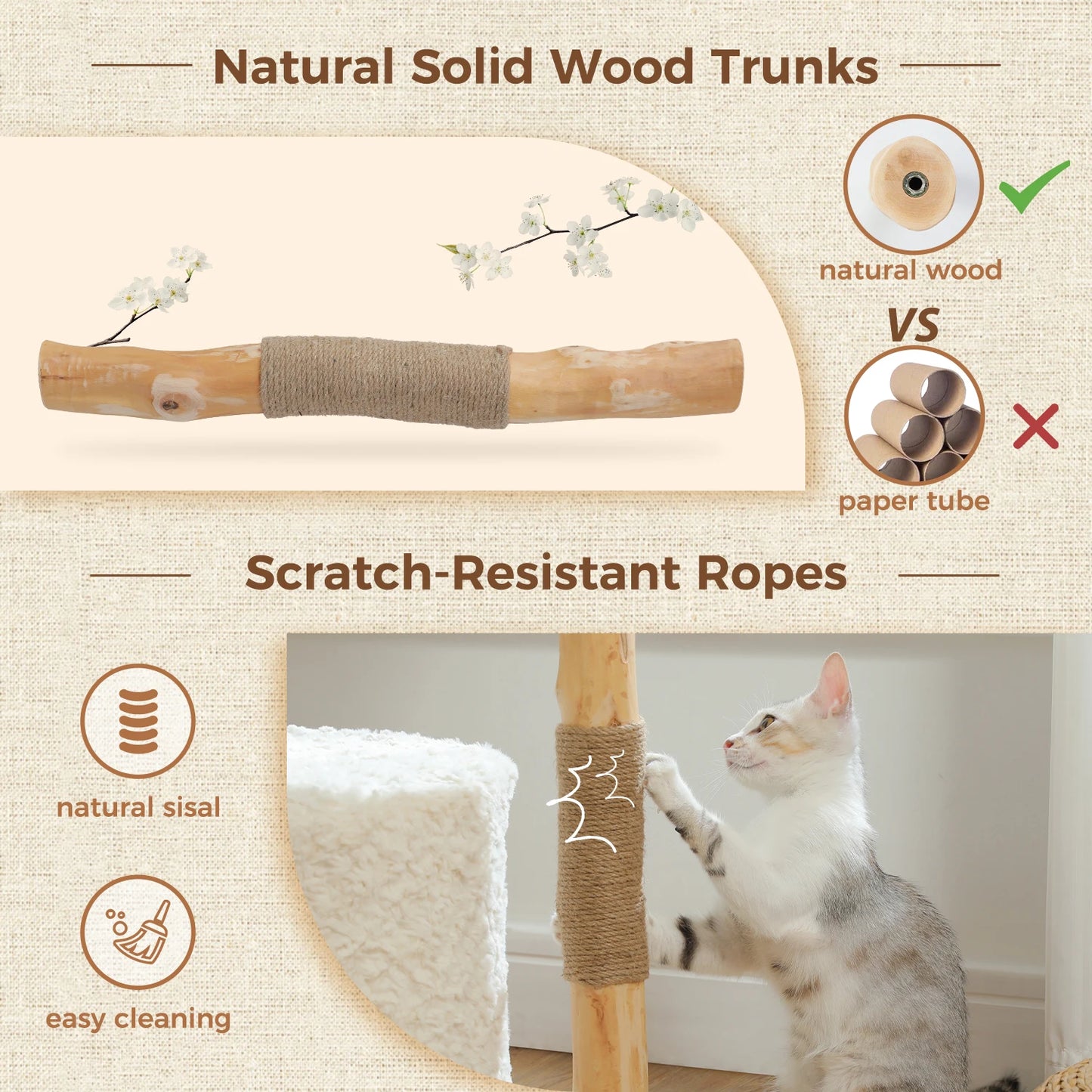 Modern Cat Tree Condo with Large Woven Basket