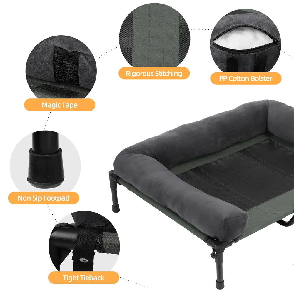 Outdoor Raised Dog Bed with Cooling Breathable Mat