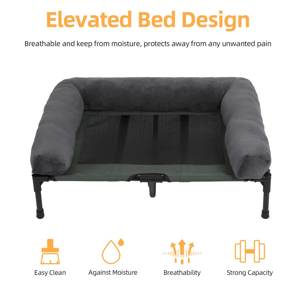 Outdoor Raised Dog Bed with Cooling Breathable Mat