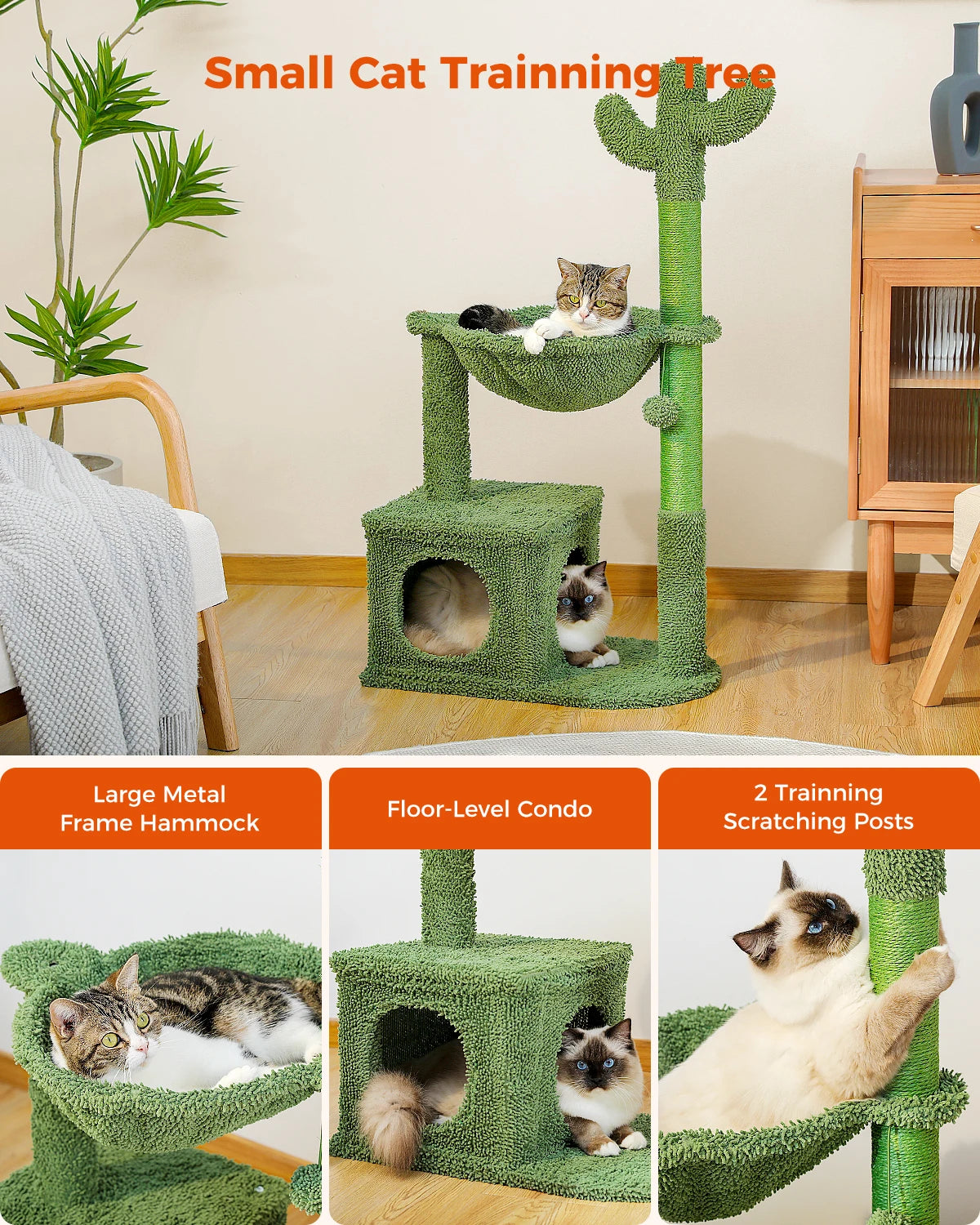 Cactus Cat Tree Condo Scratching Post with Big Metal Frame
