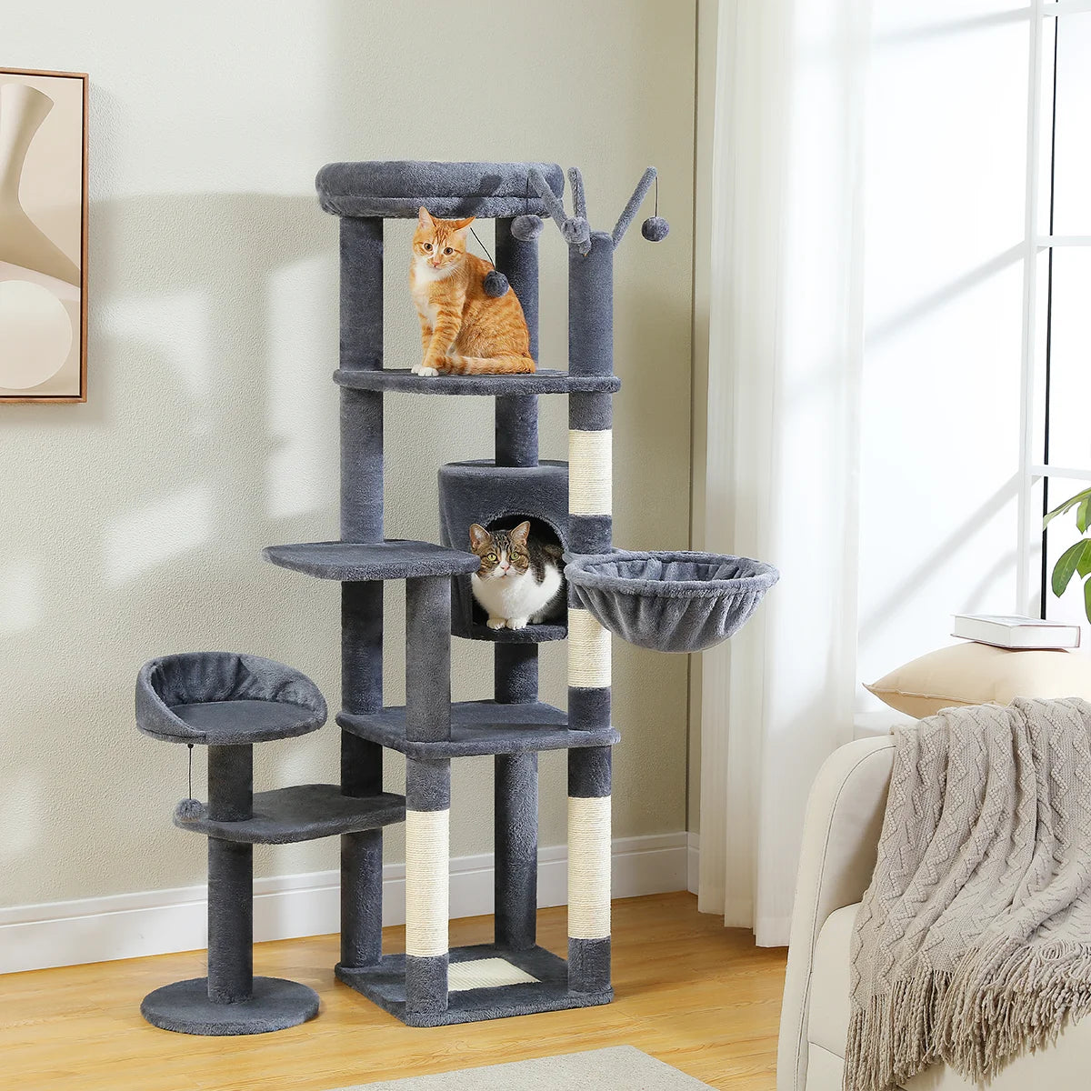 150cm Cactus Large Cat Tree Tower with Hammock