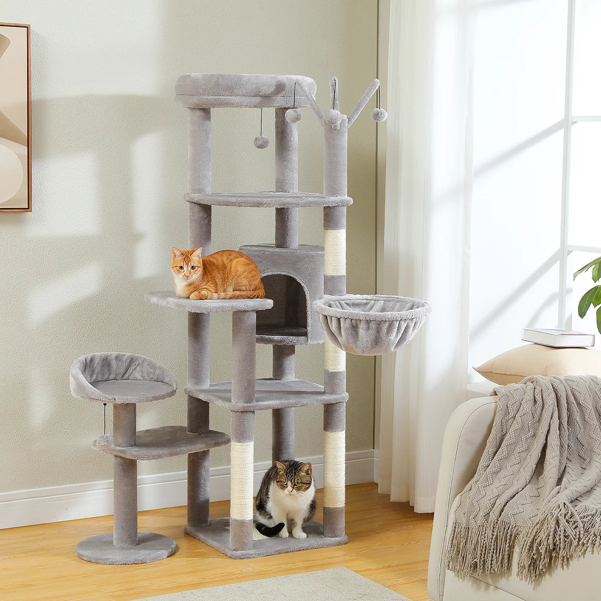 150cm Cactus Large Cat Tree Tower with Hammock