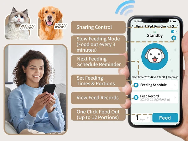 Smart Automatic 6L Feeders WiFi Pet Feeder with APP Control