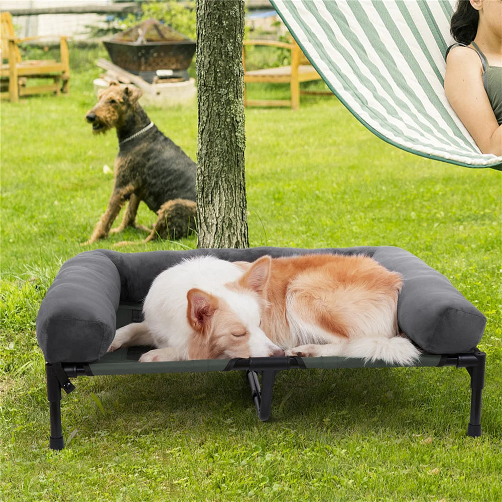Outdoor Raised Dog Bed with Cooling Breathable Mat