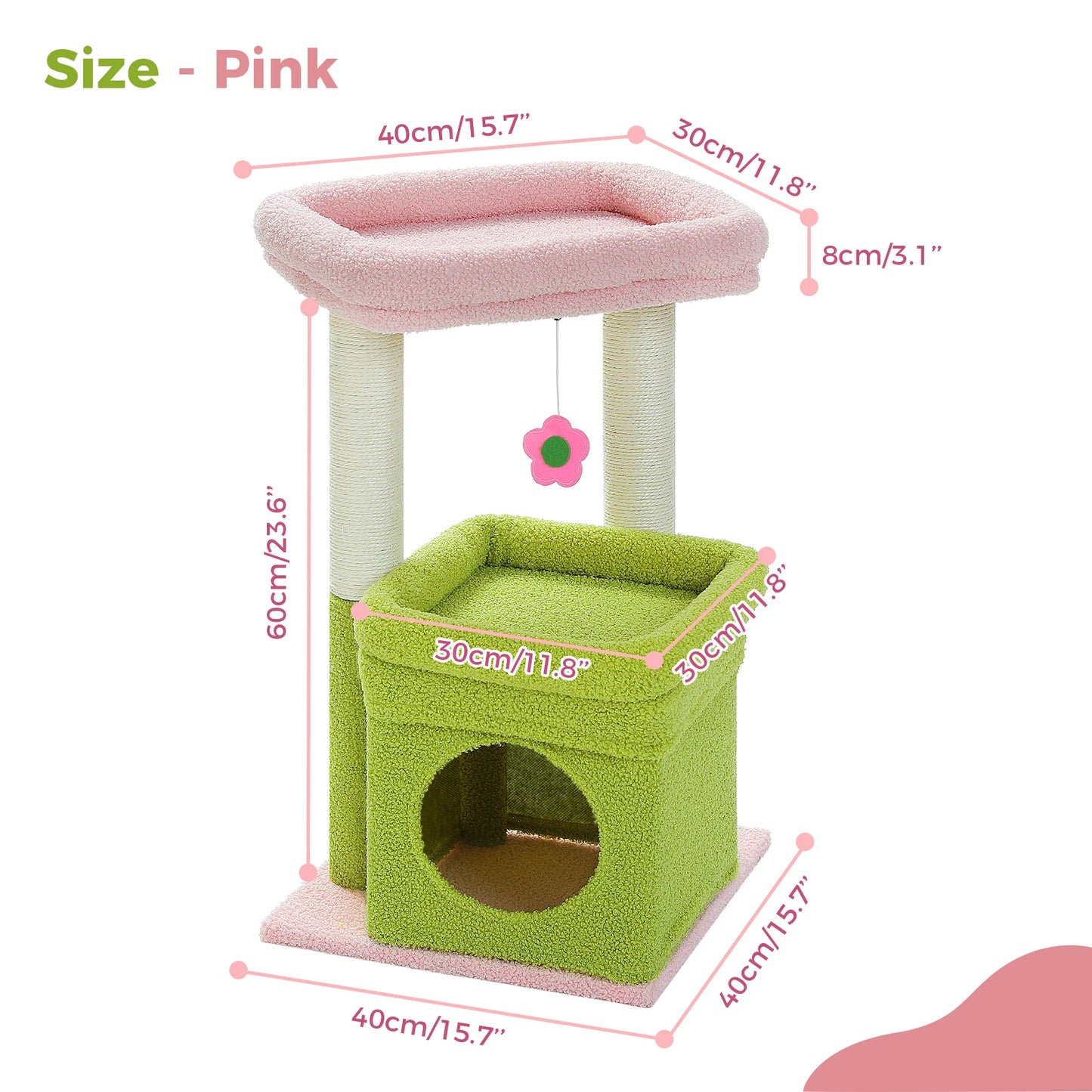 68cm Cat Tree Condo with Scratching Post