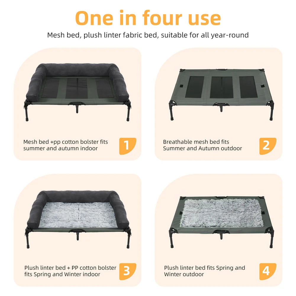 Outdoor Raised Dog Bed with Cooling Breathable Mat
