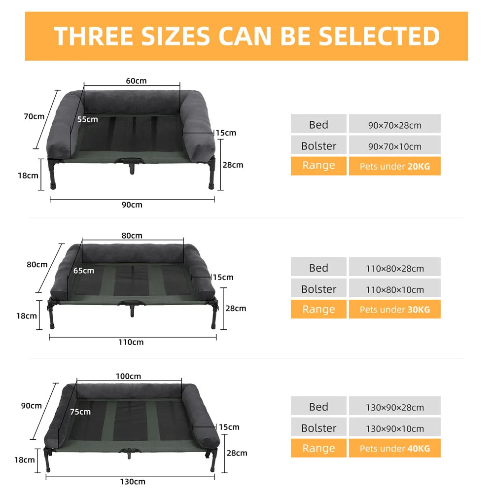 Outdoor Raised Dog Bed with Cooling Breathable Mat
