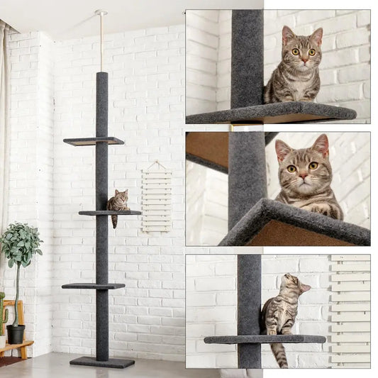 Adjustable Pet Cat Scratching Post Floor to Ceiling Climbing Tree