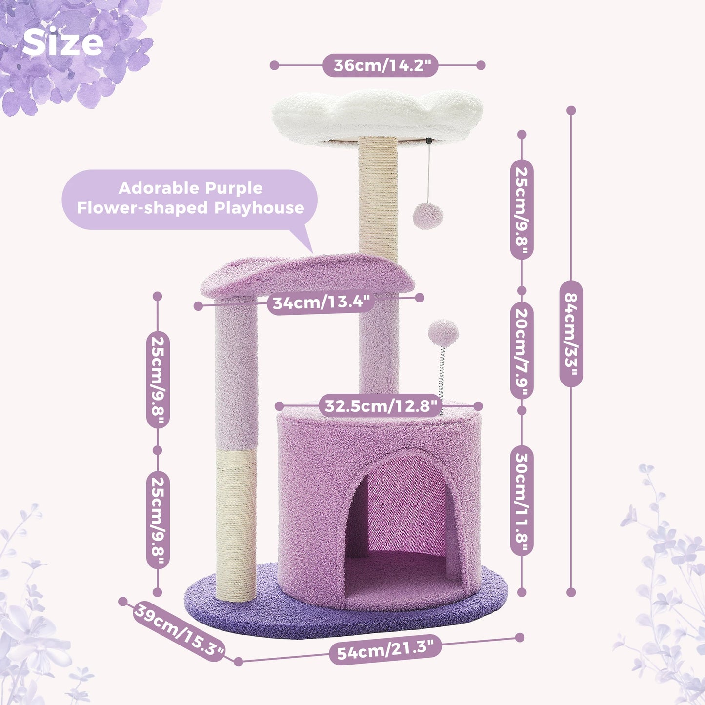 Three-Layer Flower Cat Tree with Large Condo