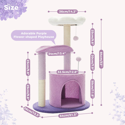 Three-Layer Flower Cat Tree with Large Condo