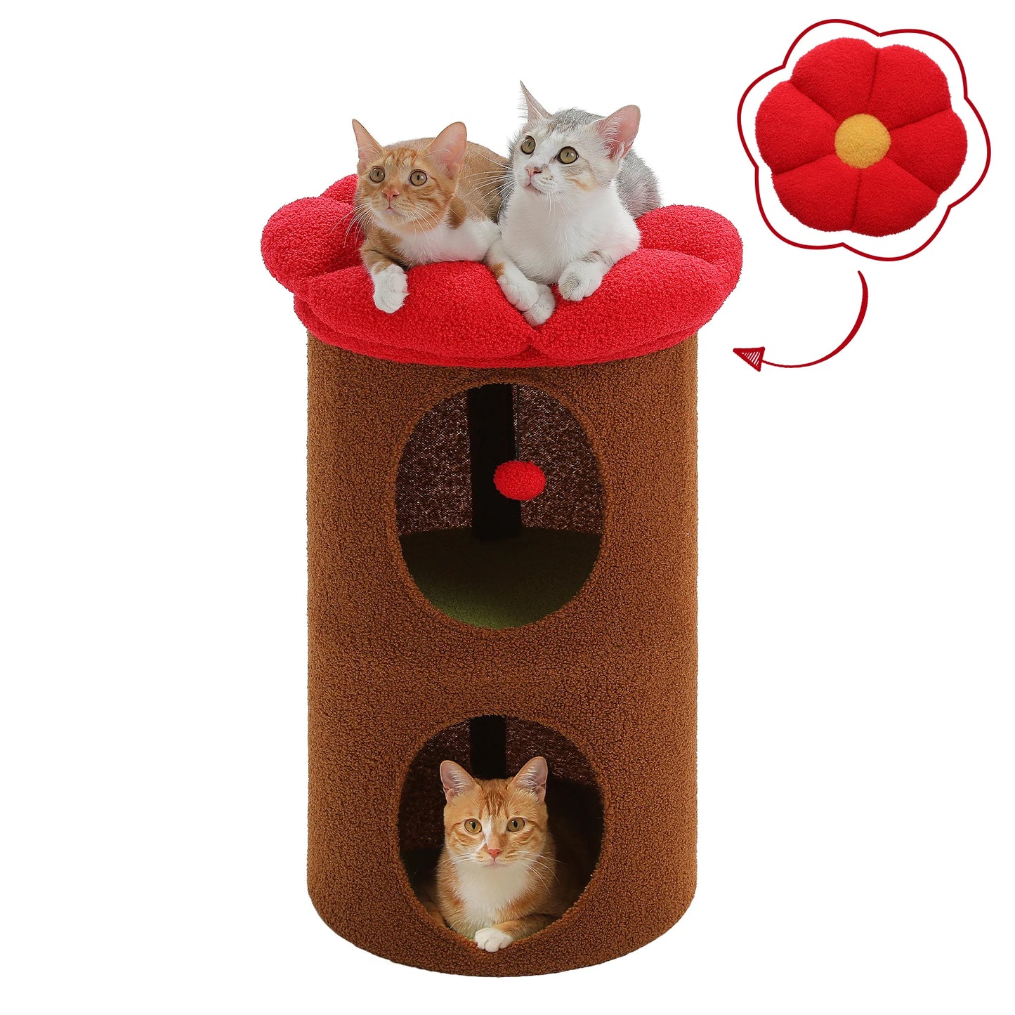 Flower Cat House Condo with Pompom Ball