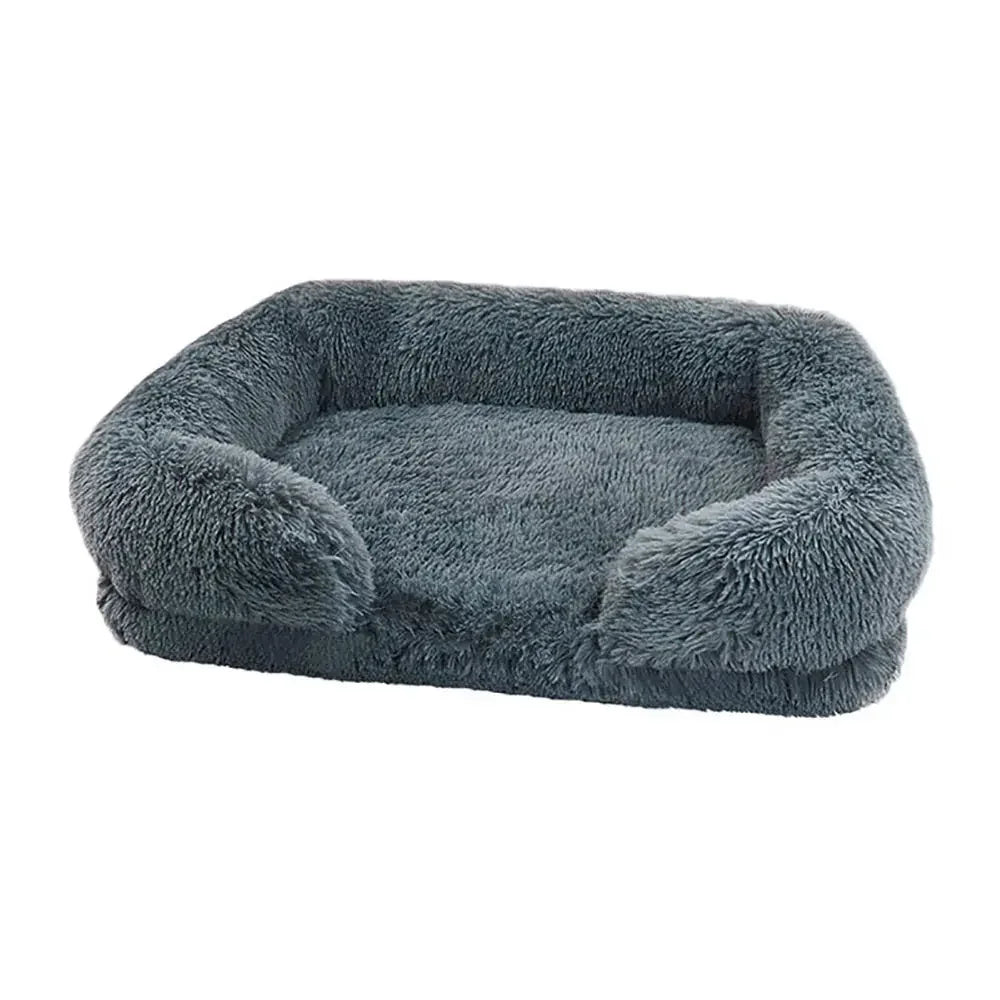 Cozy Plush Dog Sofa Bed Dark Grey