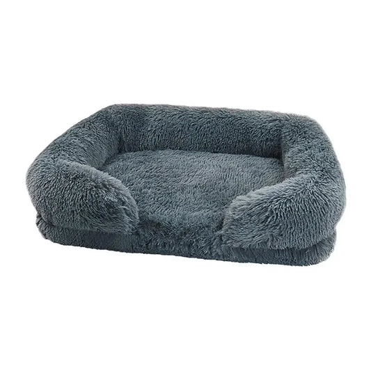 Cozy Plush Dog Sofa Bed Dark Grey