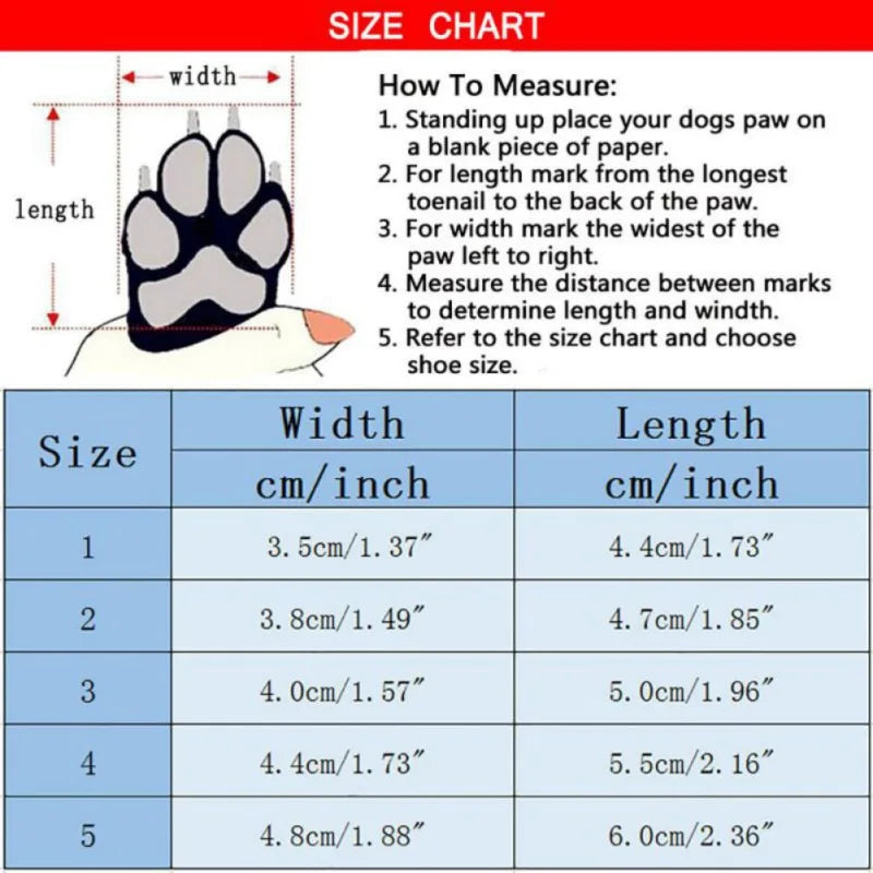 Anti-Slip Warm Dog Snow Boots Pet Shoes