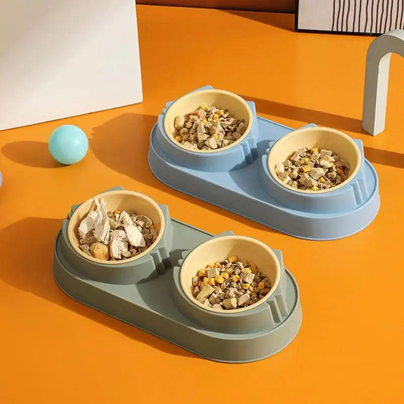 Double Cat Bowl Elevated Pet Feeder