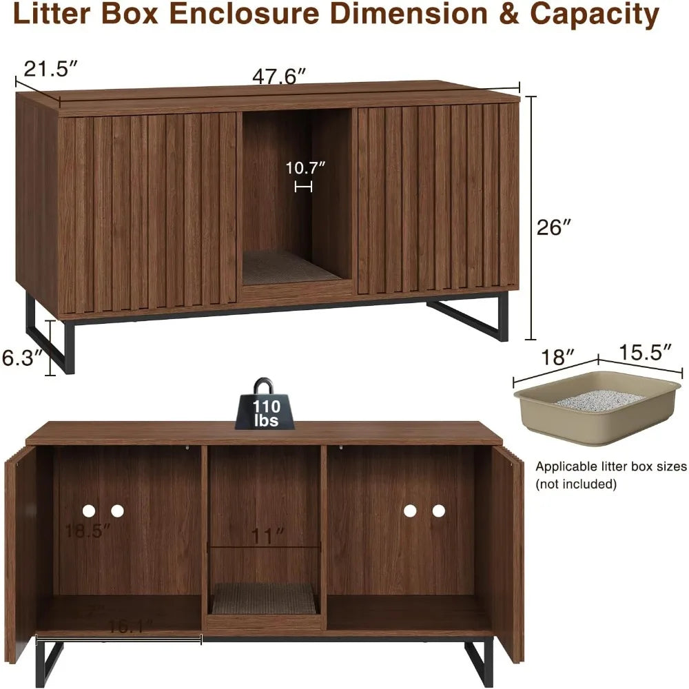 Cat Litter Box Furniture Enclosure for 2 Cats