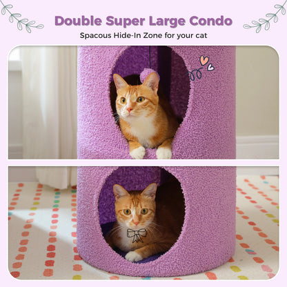 Flower Cat House Condo with Pompom Ball