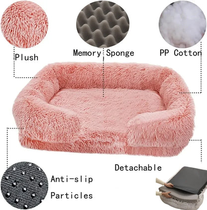 Cozy Plush Dog Sofa Bed Pink