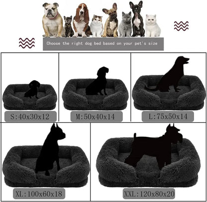 Cozy Plush Dog Sofa Bed Dark Grey