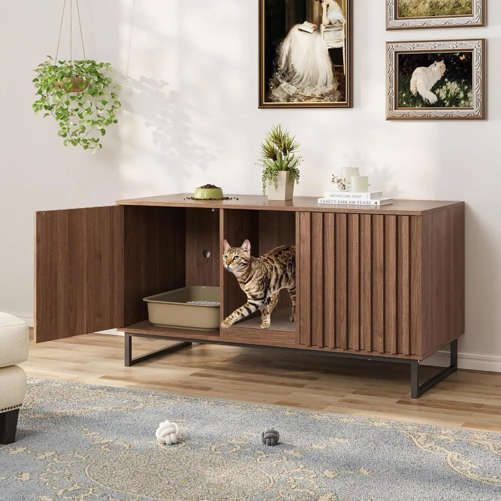 Cat Litter Box Furniture Enclosure for 2 Cats