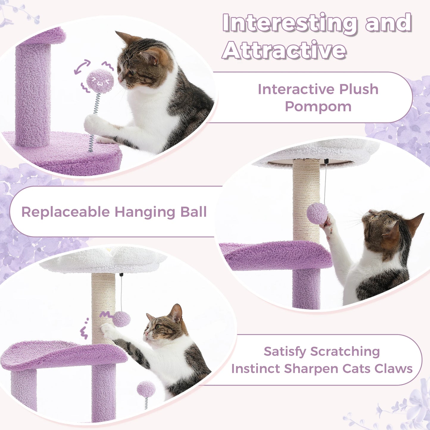 Three-Layer Flower Cat Tree with Large Condo