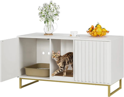 Cat Litter Box Furniture Enclosure for 2 Cats