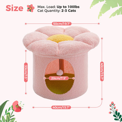 Flower Cat House Condo with Pompom Ball