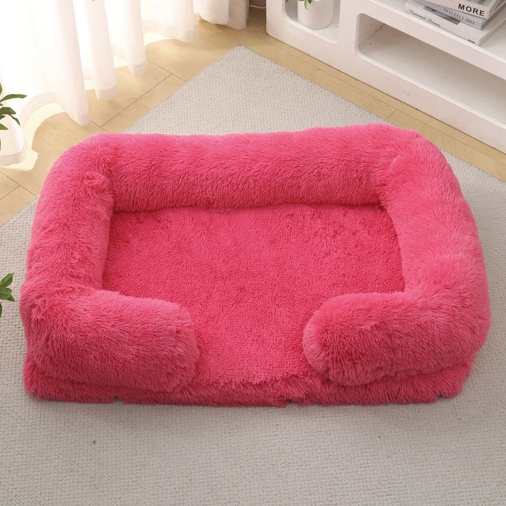 Cozy Plush Dog Sofa Bed Pink