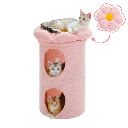 Flower Cat House Condo with Pompom Ball