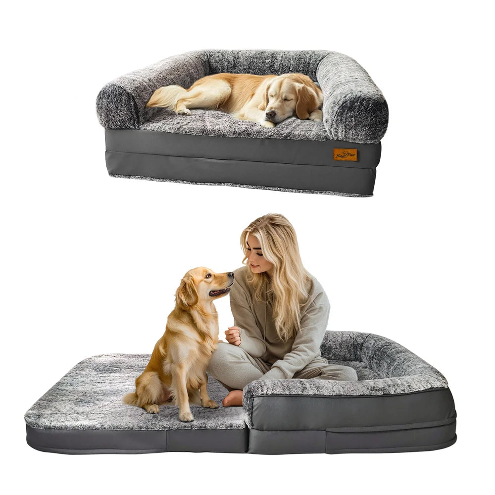 2 in 1 Calming Foldable Human Dog Bed