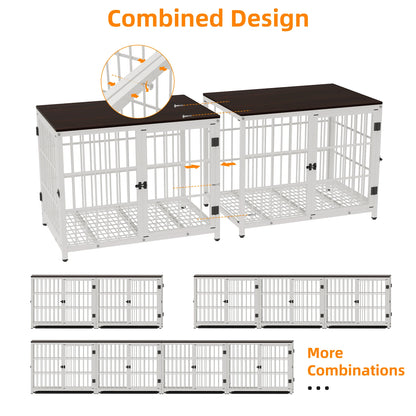 End Table Dog Crate Furniture Pet Kennel with Three Doors and Removable Tray