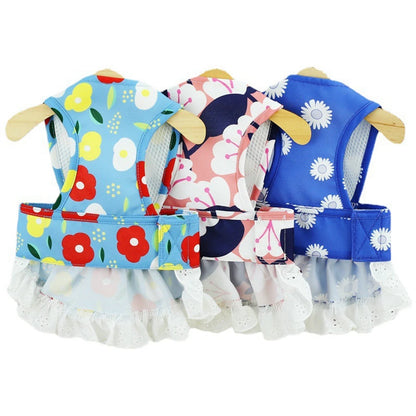 Dog Clothing Princess Skirt Dress Pet Harness with Leash