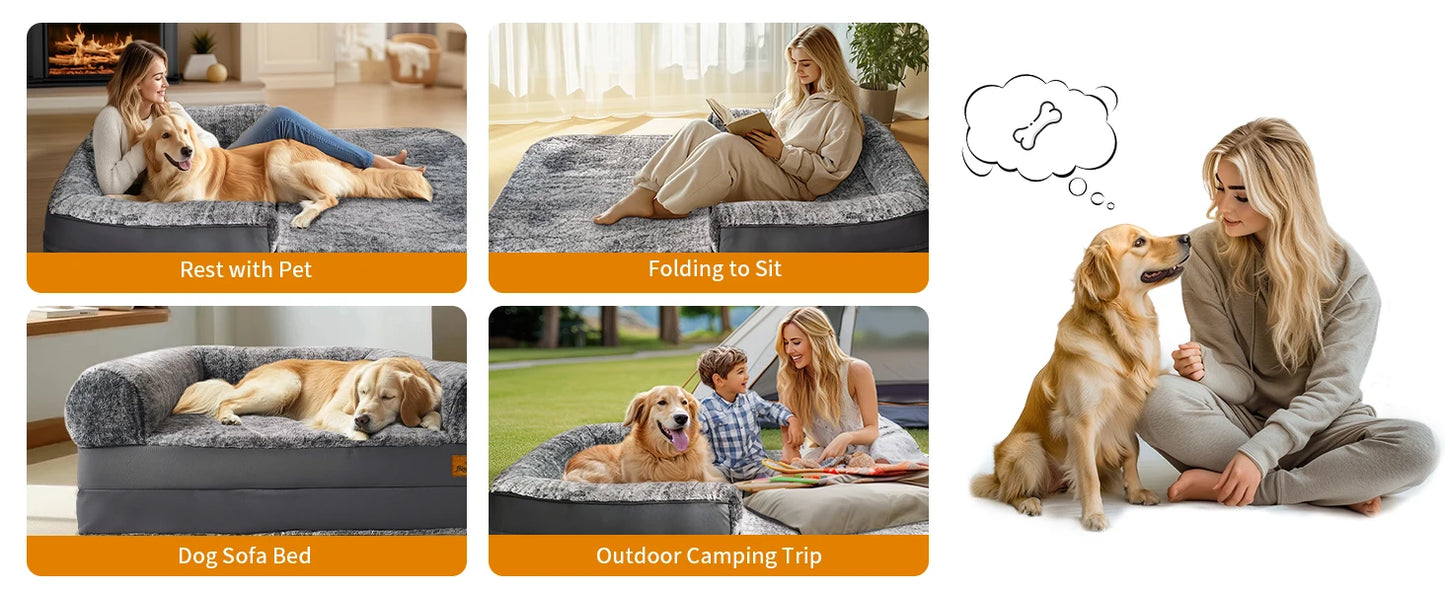 2 in 1 Calming Foldable Human Dog Bed