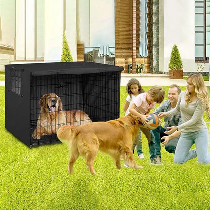 Two Doors Entrance Dog Crate Kennel with Waterproof Cover