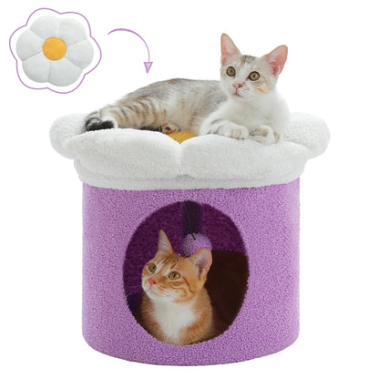 Flower Cat House Condo with Pompom Ball