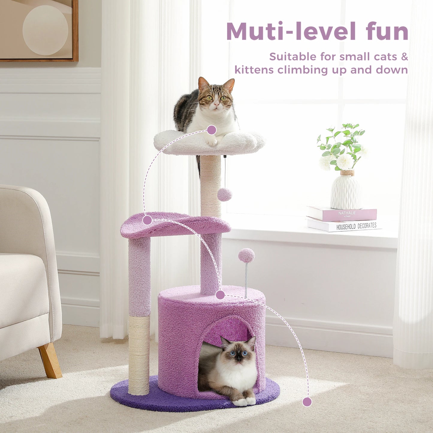 Three-Layer Flower Cat Tree with Large Condo