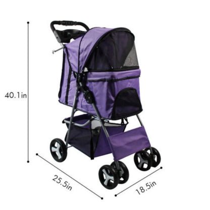 4 Wheel Foldable Pet Dog Stroller for Travel