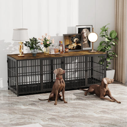 End Table Dog Crate Furniture Pet Kennel with Three Doors and Removable Tray