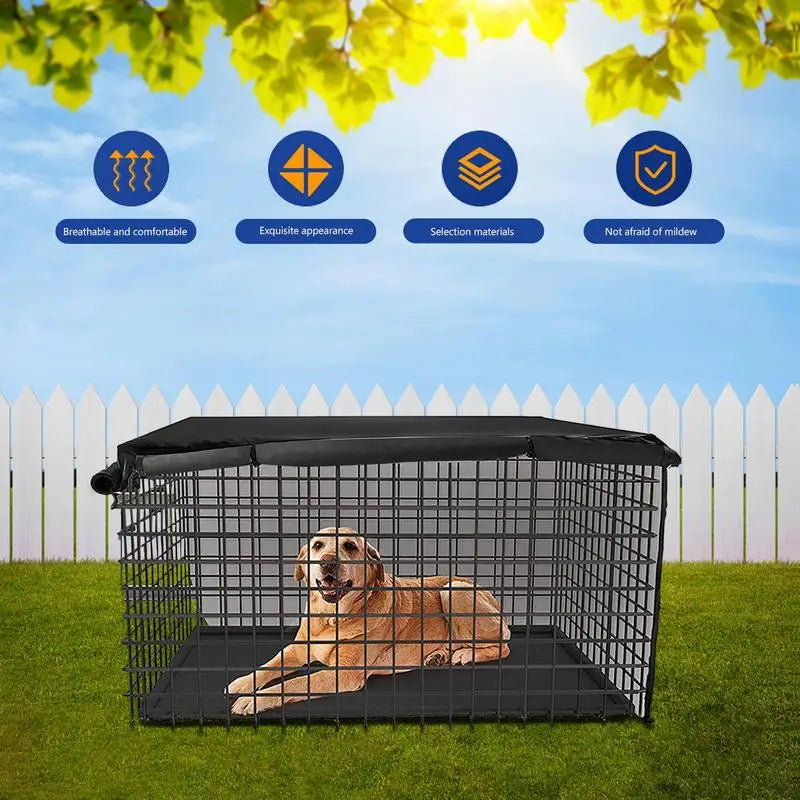 Two Doors Entrance Dog Crate Kennel with Waterproof Cover