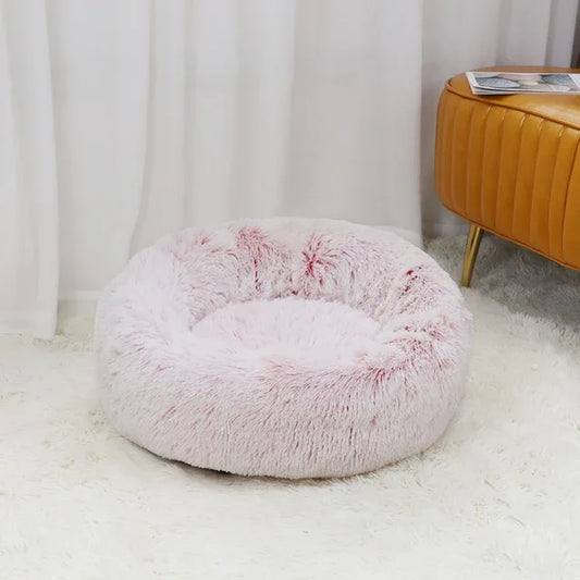 Soft Plush Donut Pet Dog Bed Pink