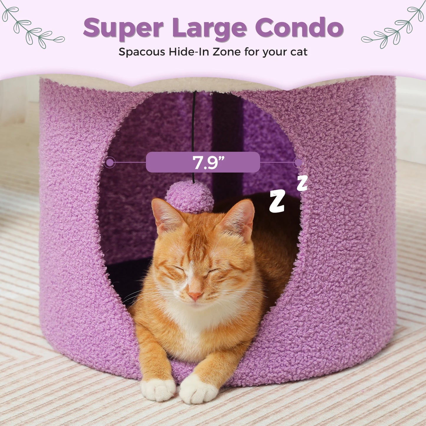 Flower Cat House Condo with Pompom Ball