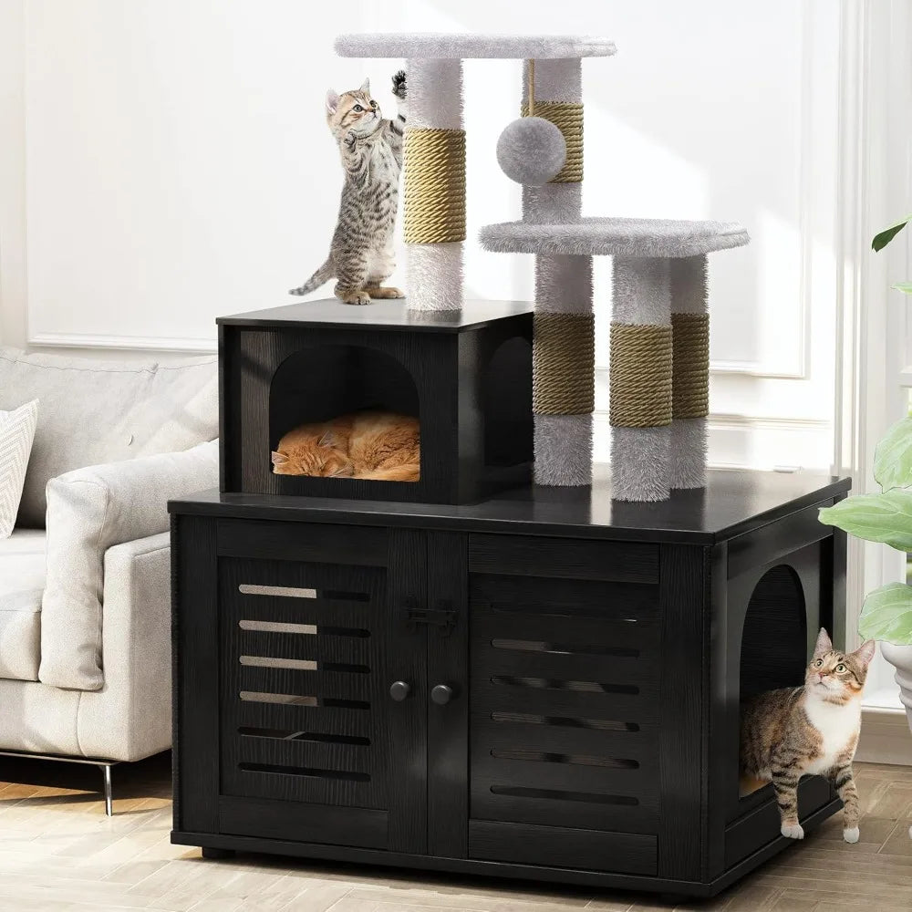 Cat Litter Box Enclosure with Tree